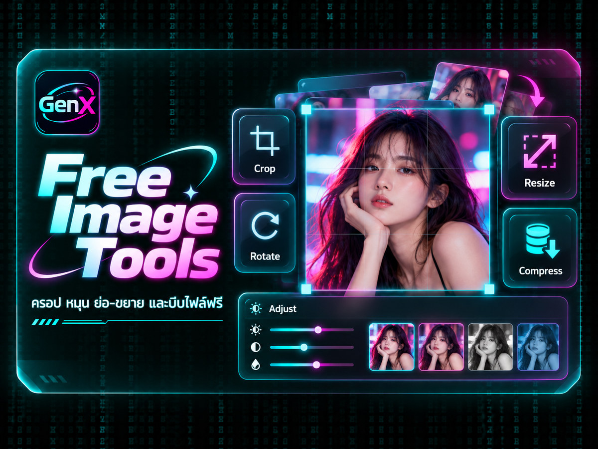 Free Image Tools — ตัวอย่างเครื่องมือครอป หมุน ย่อขยาย และบีบอัดภาพ